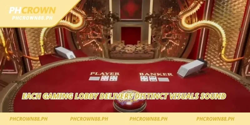 Each gaming lobby delivers distinct visuals sound